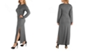 24seven Comfort Apparel Form Fitting Long Sleeve Side Slit Plus Size Maxi Dress